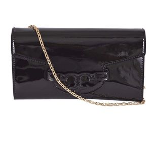 Tory Burch Authentic Lena black patent clutch